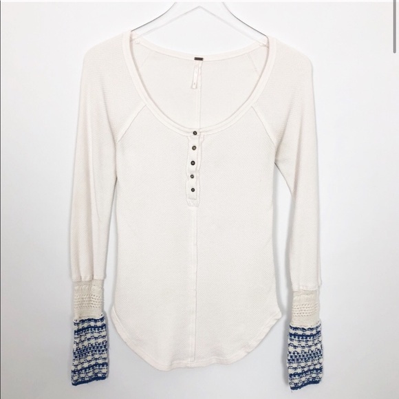 Free People Tops - Free People Thermal Top with blue sleeves
